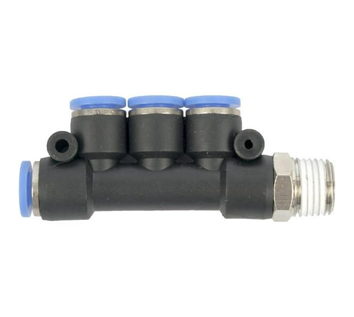 Pu Hose Fitting Manifold 4 X 6mm Port X 1/4m Makro