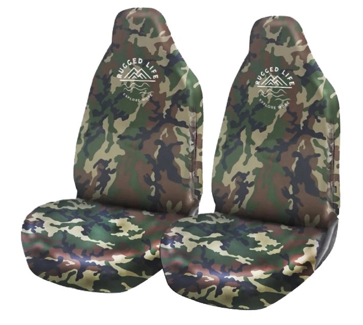 Rugged Life Waterproof, Heavy Duty Car Seat Covers Set of 2 Camo