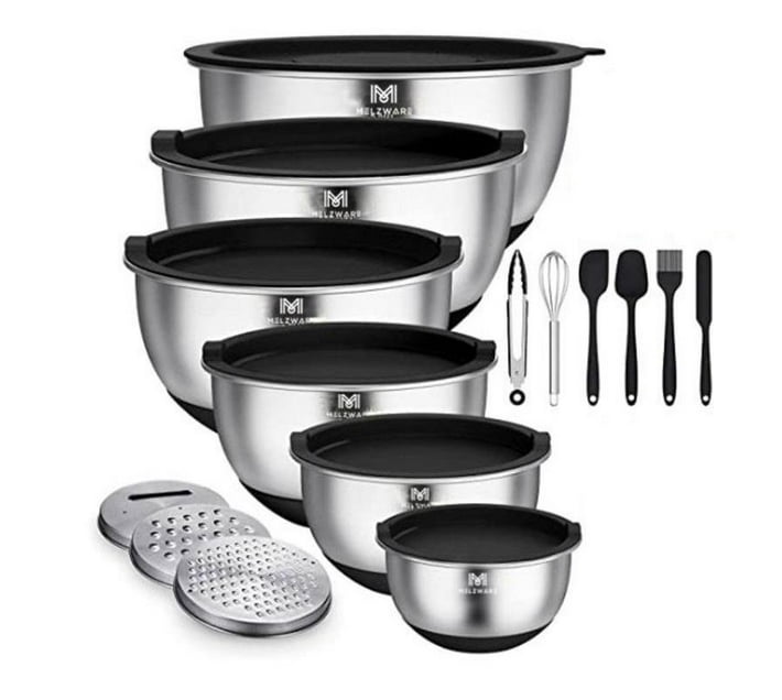 Melzware 15 PCS Stainless Steel Mixing Bowls Set Makro