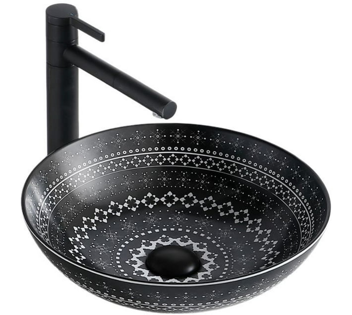 Countertop Ceramic Basin/Tabletop Azalea Gloss Black Art Counter Top