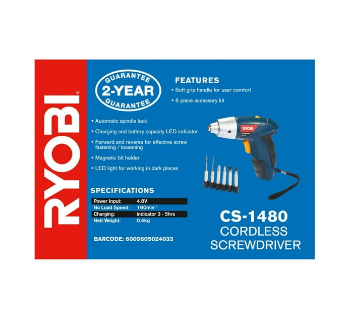 Ryobi 4.8 V Cordless Screwdriver Kit Makro