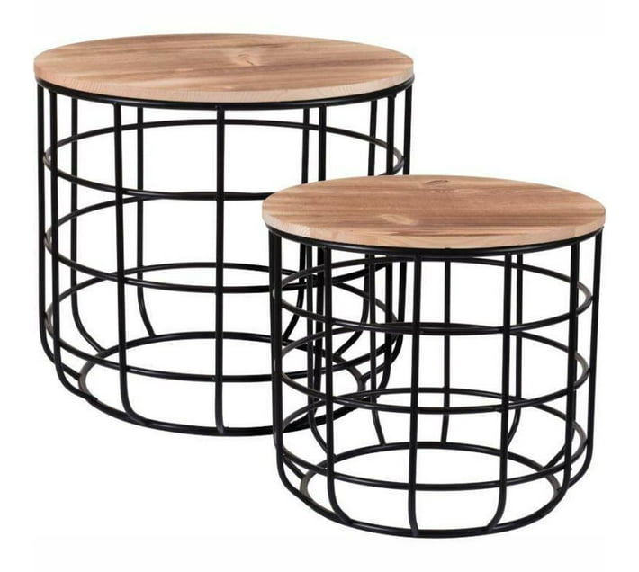 H&S Set of 2 Loft Style Round Side Table Makro