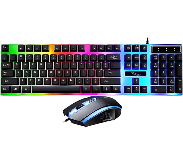 Power Booster Rainbow Keyboard and Mouse Wired USB Gaming Keyboard ...