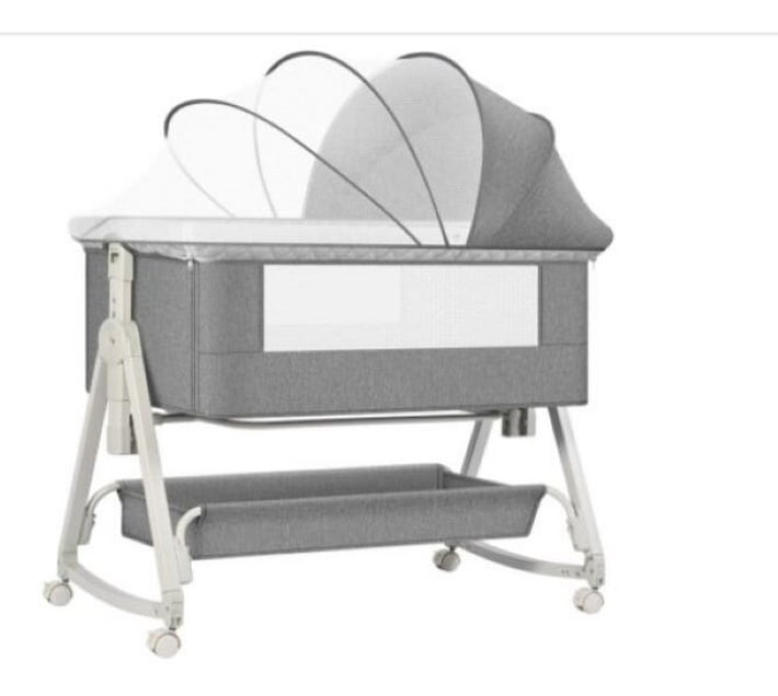 INE Baby Convertible Crib Cotton (Fabric, Grey) Makro