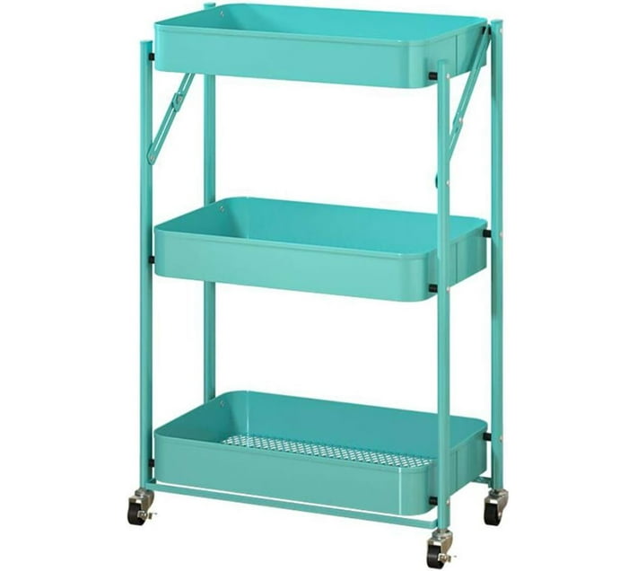 Just Simplified 3-Tier Foldable Storage Cart Carbon Steel Cutlery ...