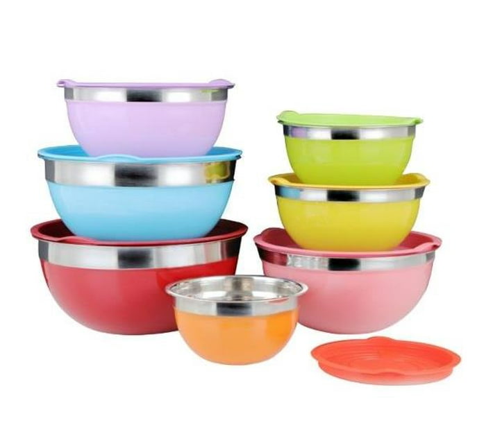 Colorful Stainless Steel Mixing Bowl 7 Pieces Set Makro