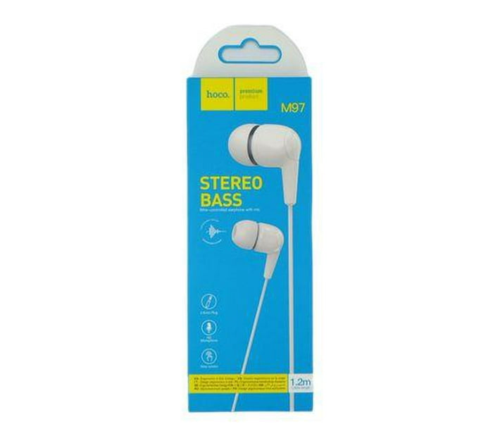 Someone’s in a Makro Hoco M97 Stereo Bass Earphones with Mic- White Mood