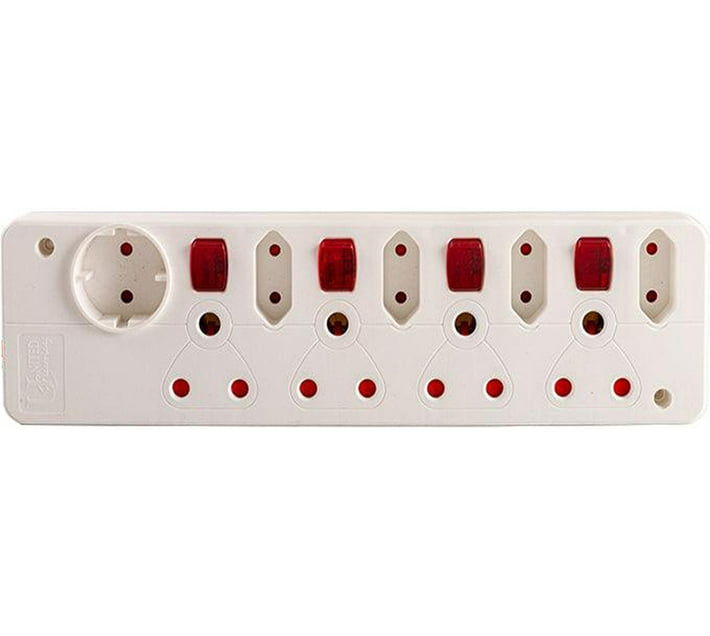 UNITED ELECTRICAL 9 Way Multiplug with Switches Plug Pin Makro