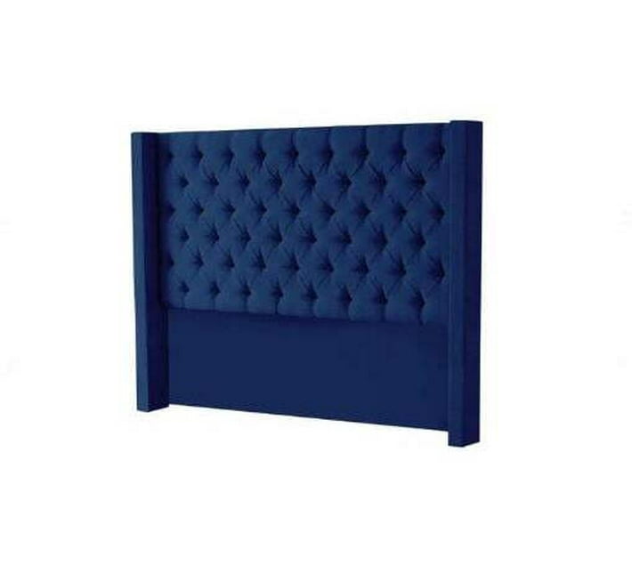 Royal Blue Chesterfield Winged Headboard Bed Frame Makro