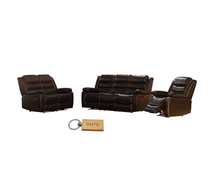 6 Seat Recliner Sofa Chair Lounge Suite Dark Brown + Keyring Makro