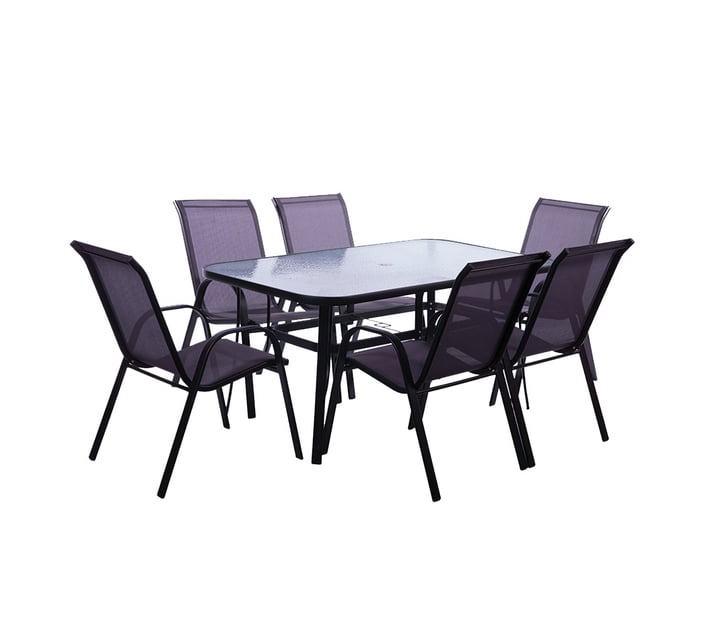 Someone’s in a Makro Seagull 7 Piece 150cm Glass Table and KD Chair