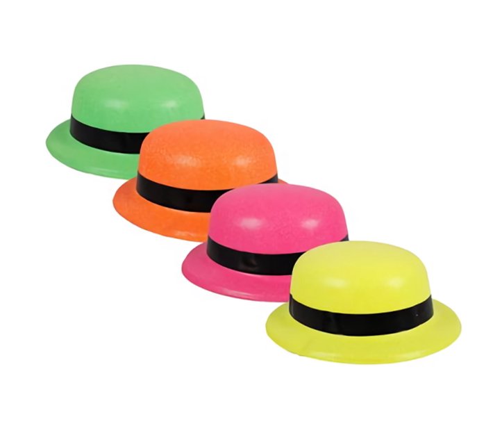 Dress Up Hat Neon Bowler Glitter (4 Pack) Makro