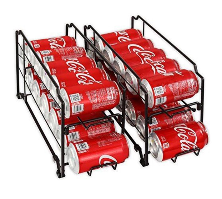 2 Pack Stackable Can Organiser Rack For Pantry Fridge Kitchen Black