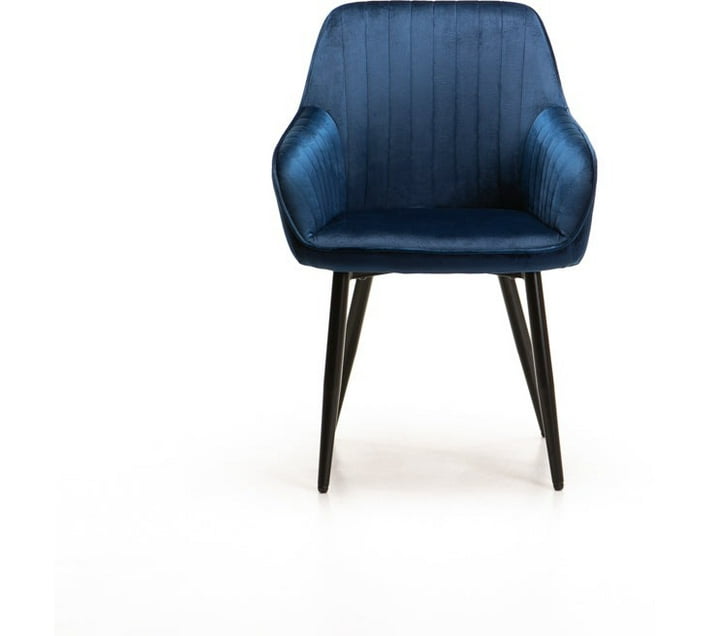 Decorotika Velvet Dining Chair Navy Metal Dining Chair (Set of 1
