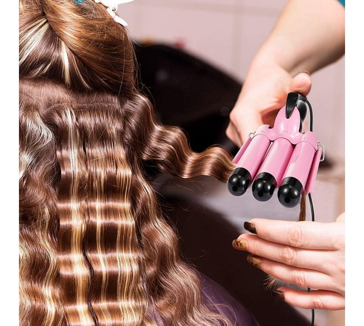 Just Simplified Tourmaline Ceramic Glaze Electric Curling Iron Hair Curler Pink Makro