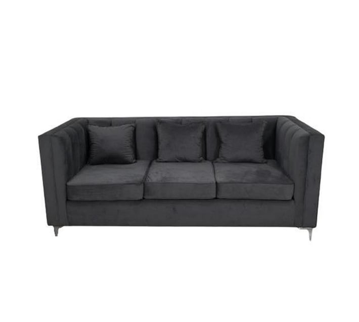 Someone’s in a Makro Emily 3 Seater Couch – Grey Velvet Mood