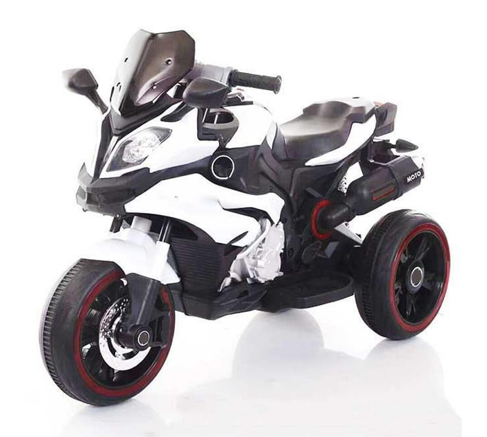 Kids Electric Ride On 3 Wheel Racing Bike XL White Makro