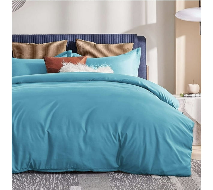 SMTE Solid Double Duvet for Mild Winter (Woollen Blend, Blue) Makro