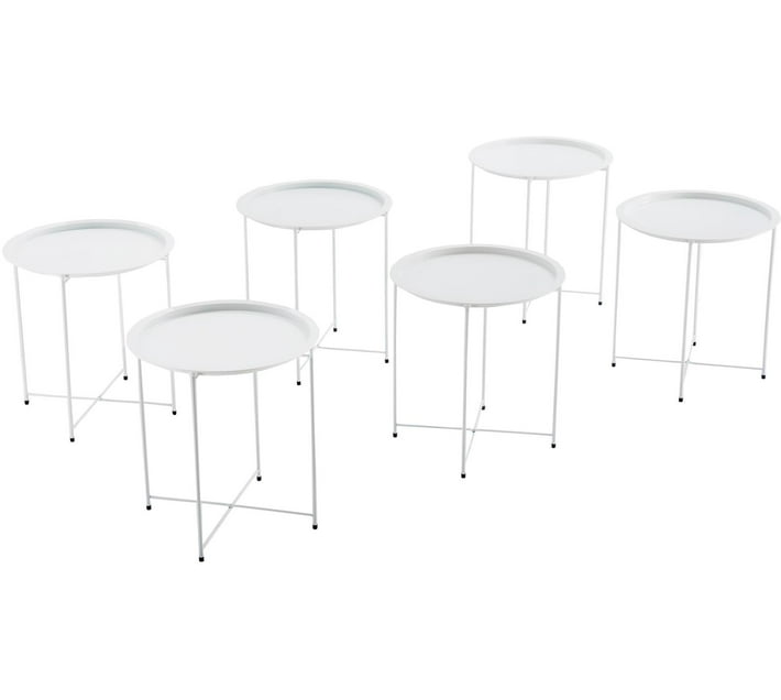 Afrisino Imports Table Set Of 6 Steel Side Table (Finish Colour White