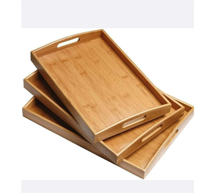 HAVEN GROUP Wooden Bamboo Serving Tray Serving Set (Pack of 1) | Makro