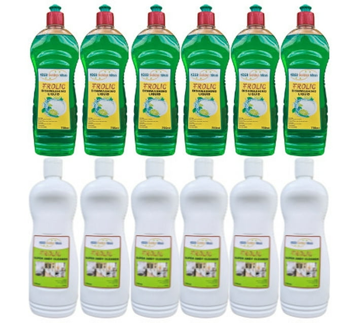 Frolic 6x Dishwash 750ml & 6x Super Andy Cleaner Cream 750ml Lemon