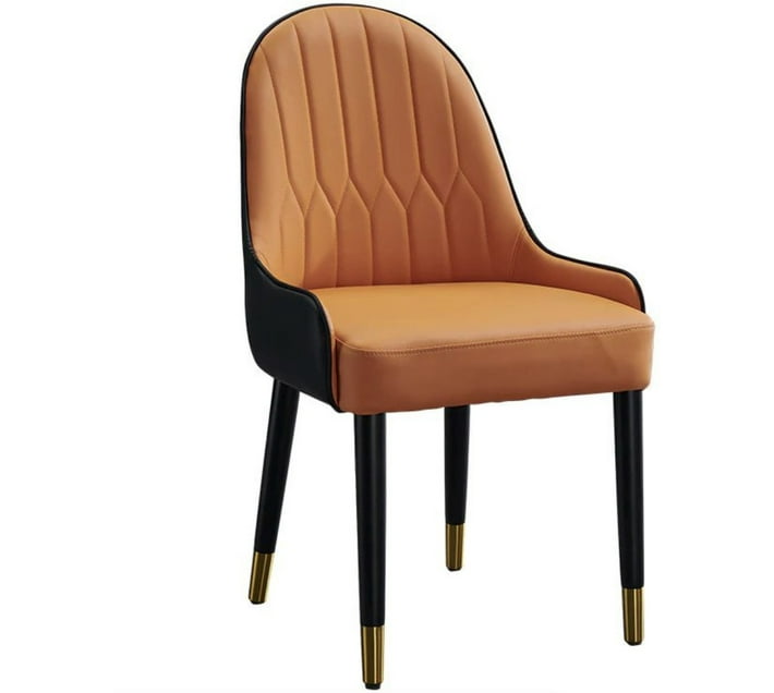 Dansup Halfleather Dining Chair (Set of 6, Finish Colour Orange) Makro