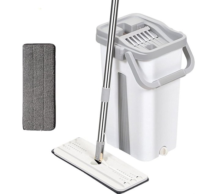 Someone’s in a Makro Cleaning Flat Mop And Bucket Set Self Wash & Dry