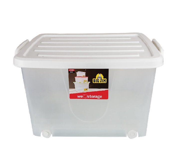 Storage Box Plastic White 55L 60cm x 40cm x 32cm 3 Pack Makro