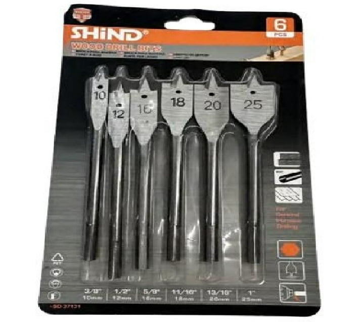 SHIND SD37131 Auger Drill Bits, Brad Points Set (Pack of 6) Makro