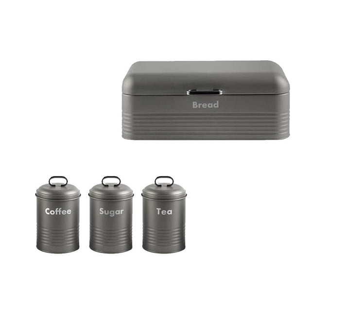 Someone’s in a Makro Gold Handle Bread Bin And 3 Piece Canister Set