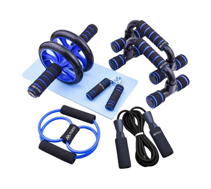 Flexi Muscles Ab Roller Wheel, Resistance Bands, Knee Mat, Jump Rope