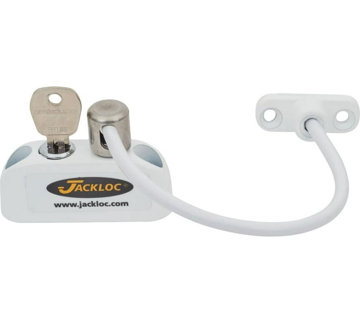 Jacklok Pro5 Key Locking Window Restrictor White Cable Lock Makro