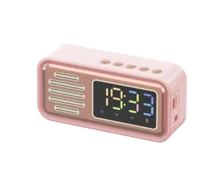 INE Retro Bluetooth Speaker Dual Alarm Clock With LED Color Digital