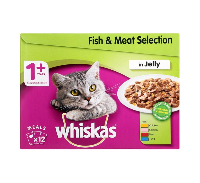 Whiskas Cat Food Multipack Pouch Fish&Meat (12 x 85g) Makro
