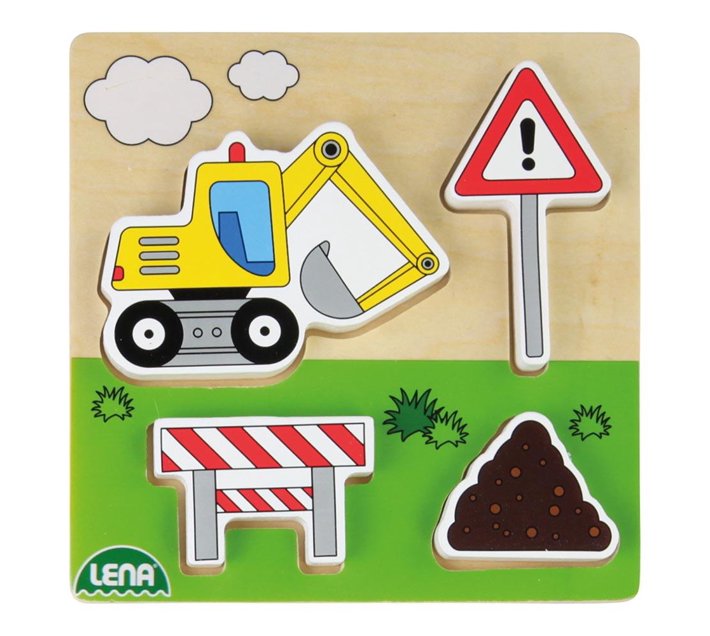 LENA Wooden Puzzle for Children 18 Months Up Construction Site