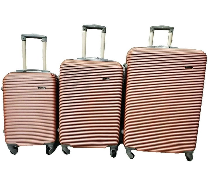 Begin Again ABS 3pc Luggage Set Rose Gold Cabin & Checkin Set 4