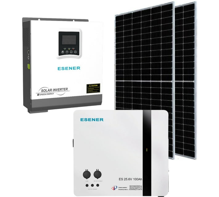 Buy Esener 3kW Hybrid Inverter & 2.56kWh Lithium Battery Solar System ...