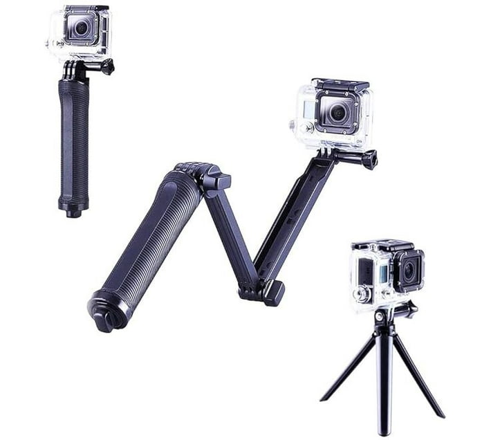 PressPlay Tech GoPro 3 Way Grip Arm Tripod (Black, Supports Up to 0.8