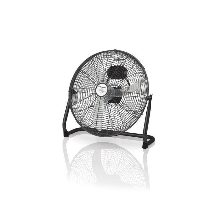 Someone’s in a Makro MELLERWARE FAN 3 SPEED FLOOR FAN STEEL BLACK 40CM