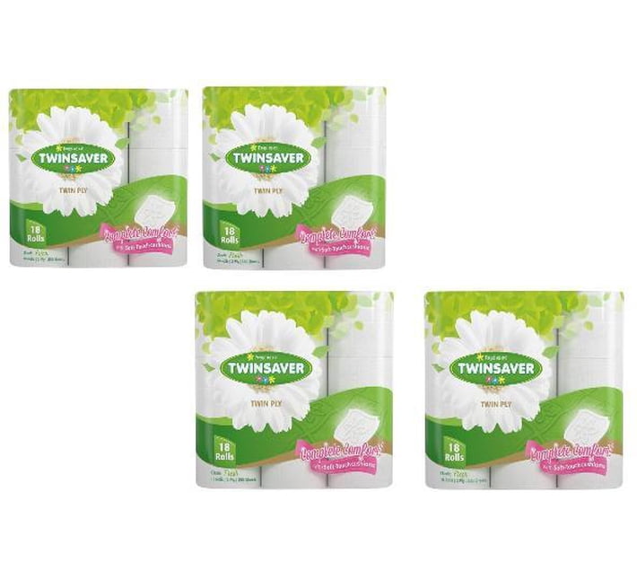 Buy Twinsaver 2 Ply Toilet Paper Roll (Pack of 4 x 18 Rolls) in Bulk ...