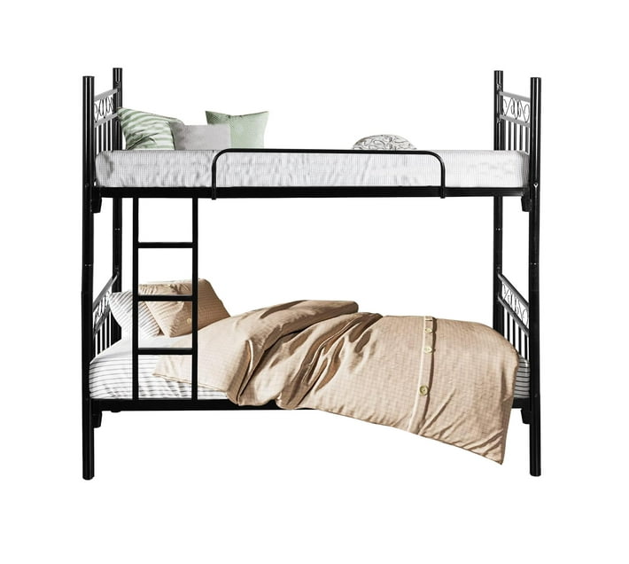 Someone’s in a Makro Kids Twin Over Twin Metal Bunk Bed with Shelf