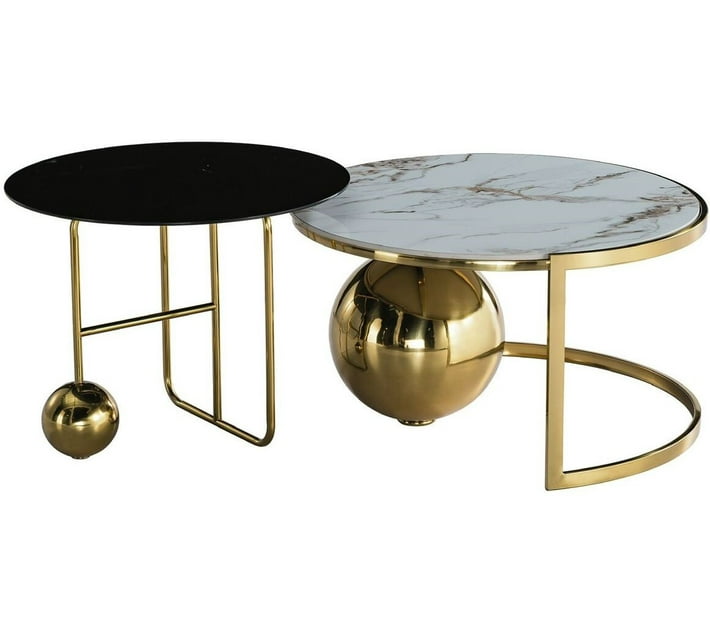 ST AP24 Glass Side Table (Finish Colour Gold, Preassembled) Makro