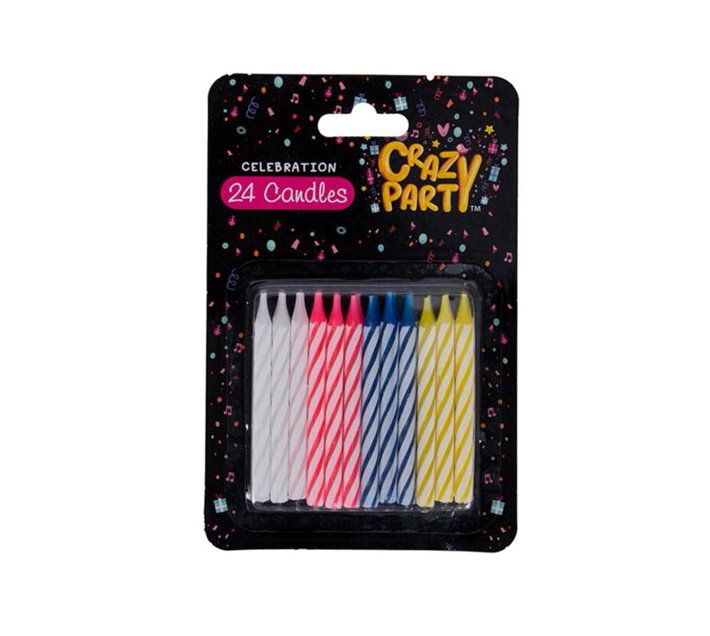 Birthday Candles without Holders Assorted Colours Box of 24 (Pack of 24