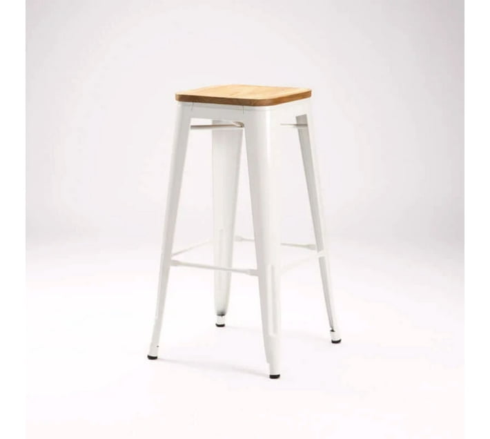 VIVIDITTO Metal Bar Stool (Finish Colour White, Preassembled) Makro