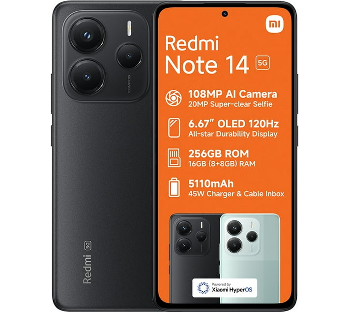 Buy Xiaomi Redmi Note 14 5G Dual Sim (Black, 256 GB) (8 GB RAM) in