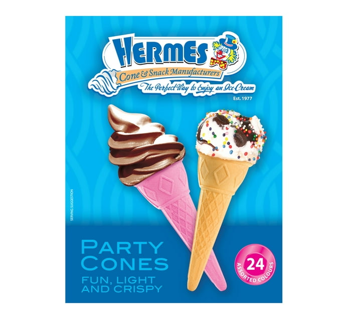 Hermes Ice Cream Cones Coloured (1 x 24's) Makro