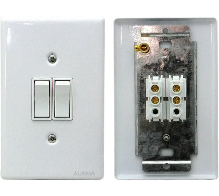 Alphacell Light wall switch steel cover (white)2 lever 16 A Manual