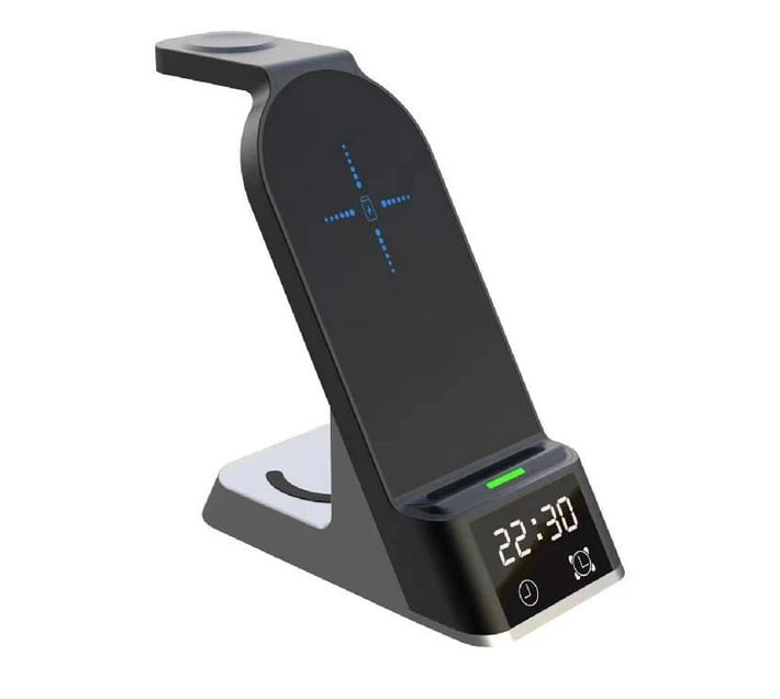 6 In 1 Wireless Fast Charger With Digital Display & Alarm Clock AB