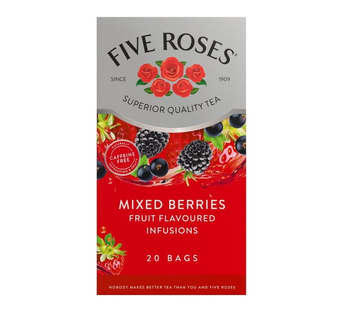 Buy Five Roses Mixed Berries Fruit Flavoured Infusion Tea Bags 20 Pack ...
