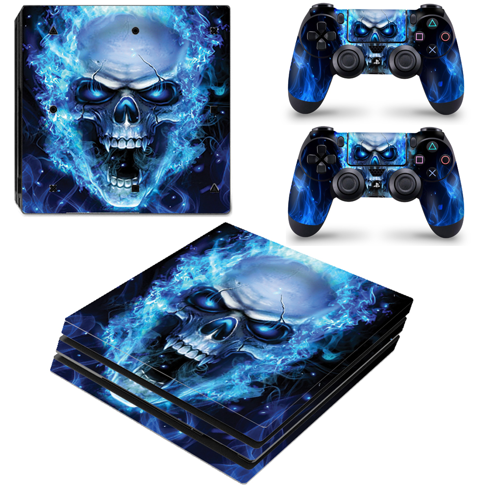 Someone’s In A Makro SKIN-NIT Decal Skin For PS4 Pro: Blue Skull Mood